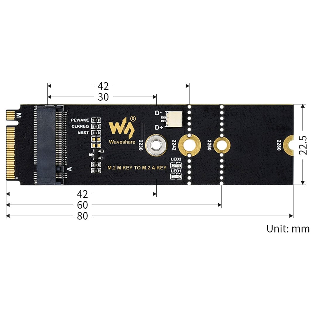 M.2 M-KEY to A-KEY Adapter (for PCIe Devices) - The Pi Hut