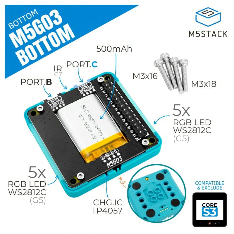 M5GO Battery Bottom3 (for CoreS3 only) - The Pi Hut