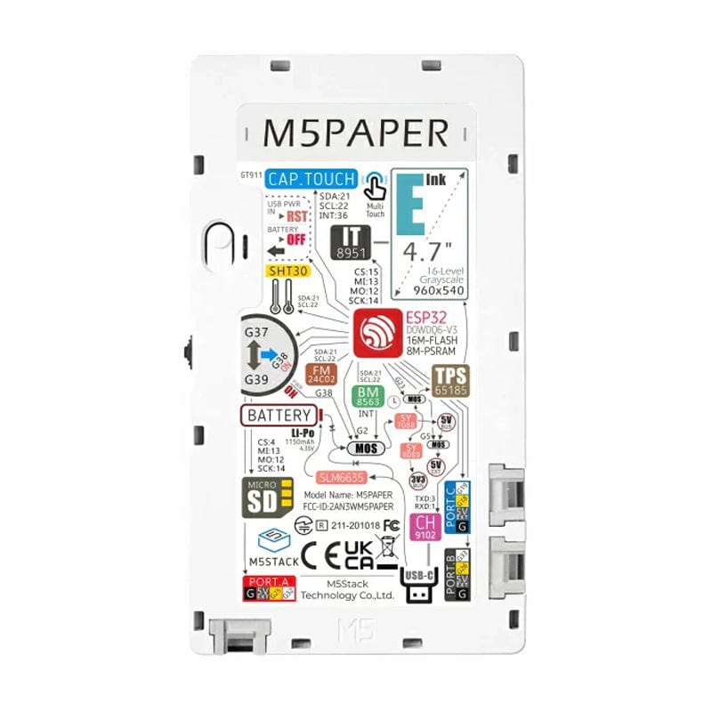 M5Paper ESP32 Development Kit V1.1 with 4.7" eInk Display (540x960)