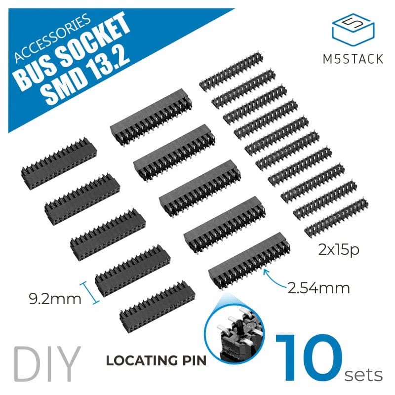 M5Stack 15-Pin 2.54mm M-BUS 13.2 Header Socket Set - 10x Male + 10x Female by M5Stack - The Pi Hut
