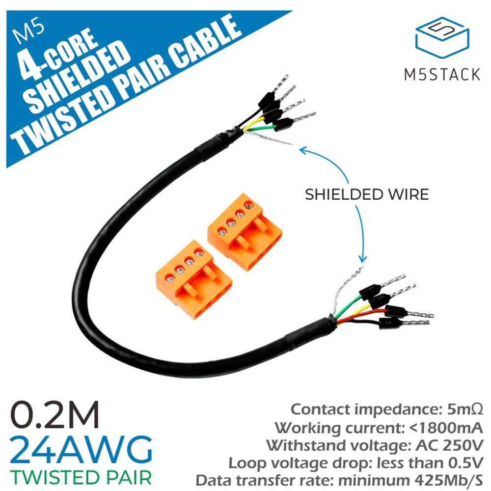 M5Stack 24AWG 4-Core Shielded Twisted Pair Cable by M5Stack - The Pi Hut