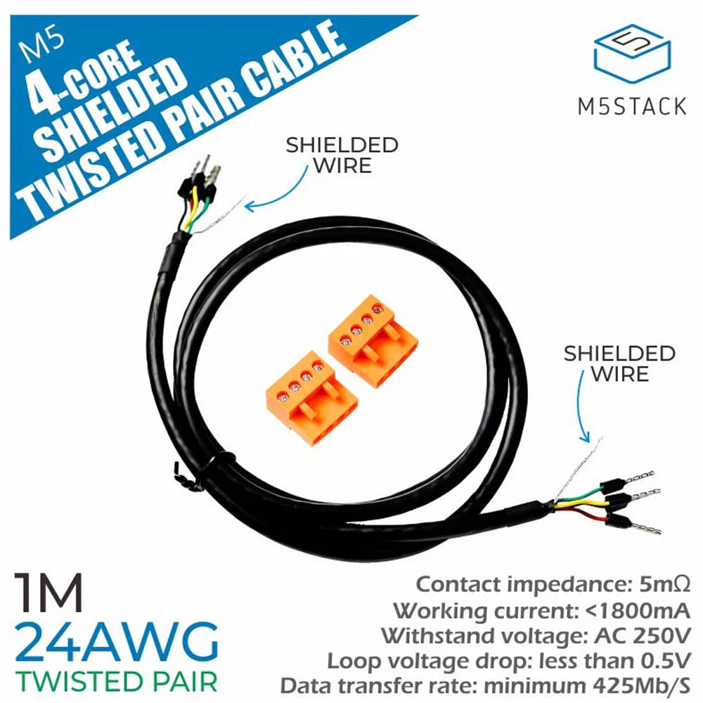 M5Stack 24AWG 4-Core Shielded Twisted Pair Cable by M5Stack - The Pi Hut