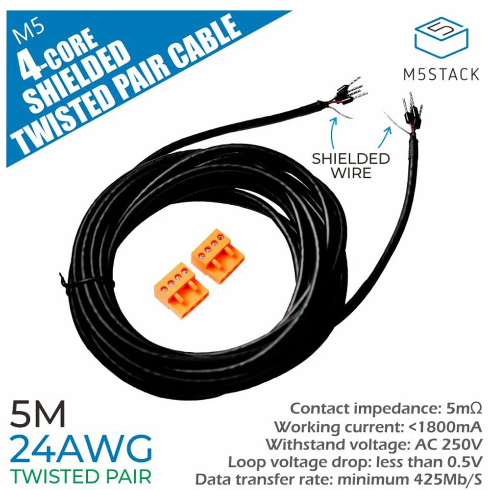 M5Stack 24AWG 4-Core Shielded Twisted Pair Cable by M5Stack - The Pi Hut