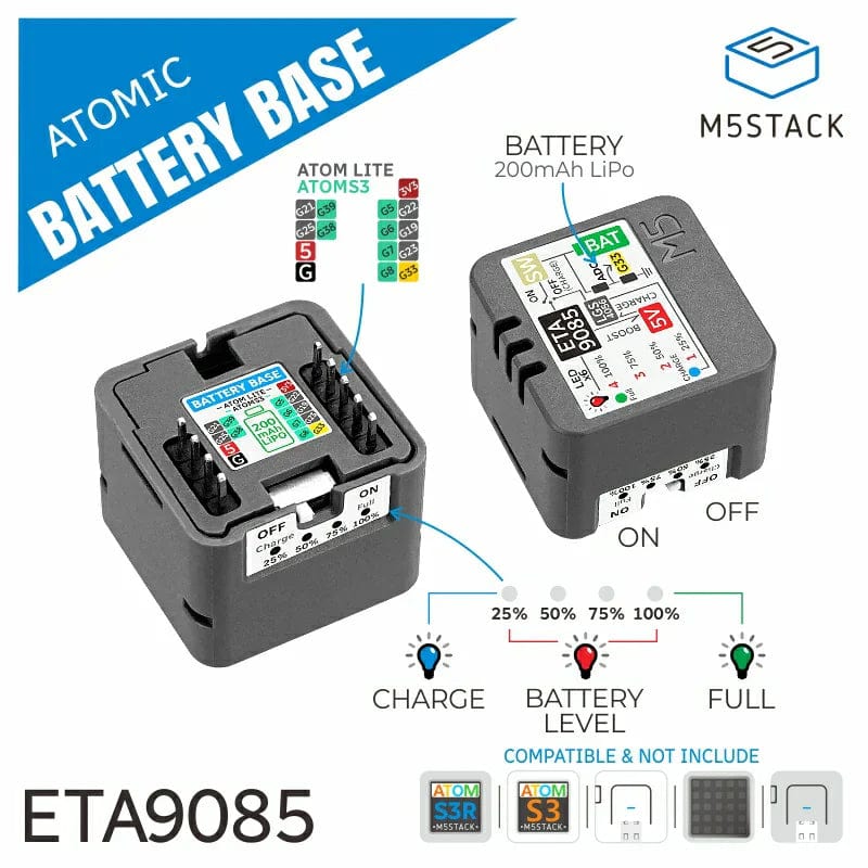 M5Stack Atomic Battery Base (200mAh) by M5Stack - The Pi Hut