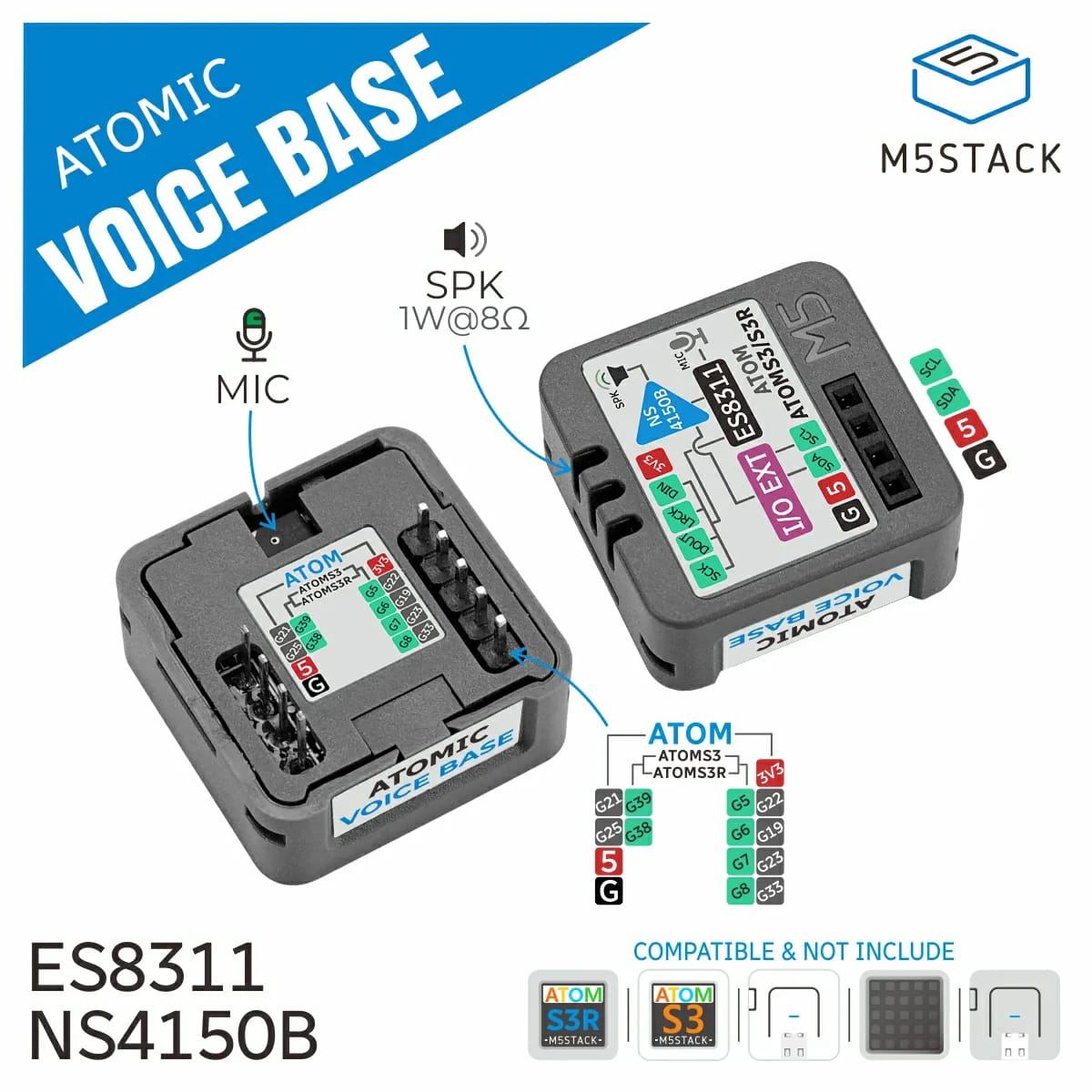M5Stack Atomic Voice Base by M5Stack - The Pi Hut