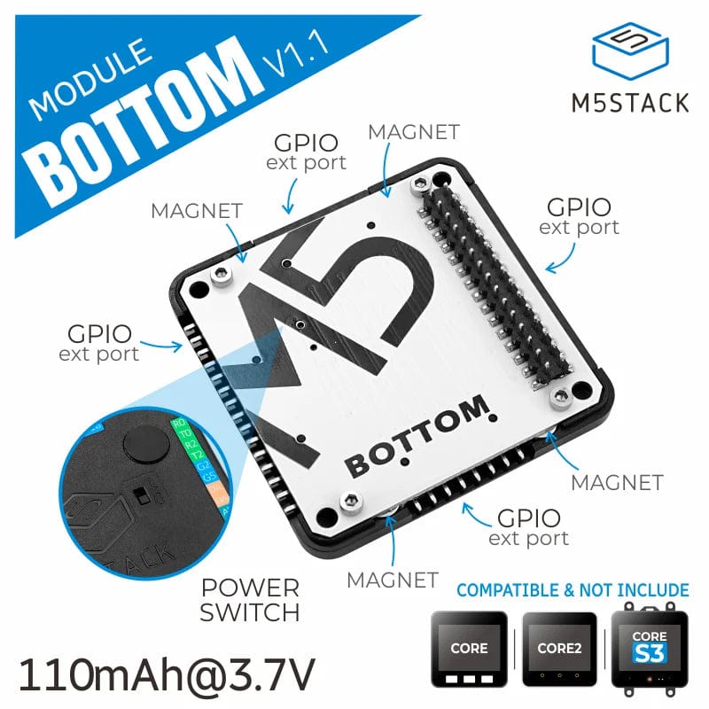 M5Stack Battery Bottom for the M5Stack Core (110mAh)