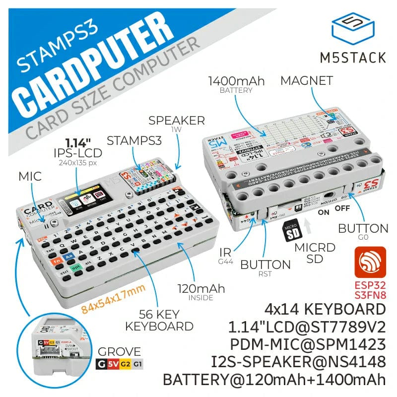 M5Stack Cardputer Kit with M5StampS3 - The Pi Hut