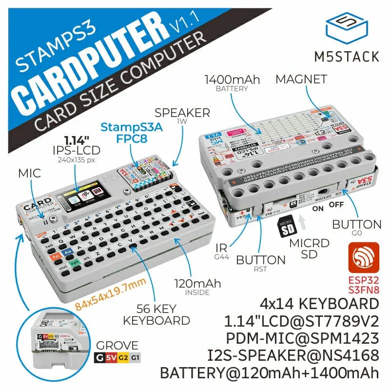 M5Stack Cardputer with M5StampS3 v1.1 by M5Stack - The Pi Hut