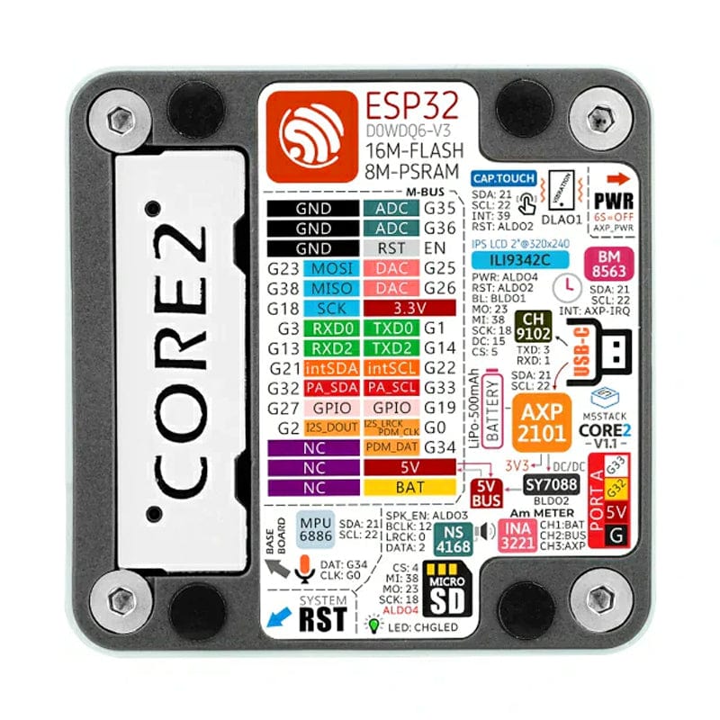 M5Stack Core2 v1.1 ESP32 IoT Development Kit - The Pi Hut