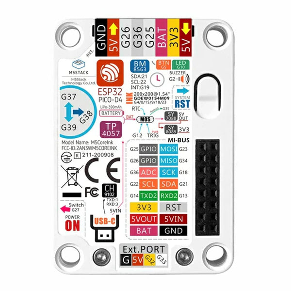 M5Stack ESP32 Core Ink Development Kit (1.54'' elnk display) - The Pi Hut
