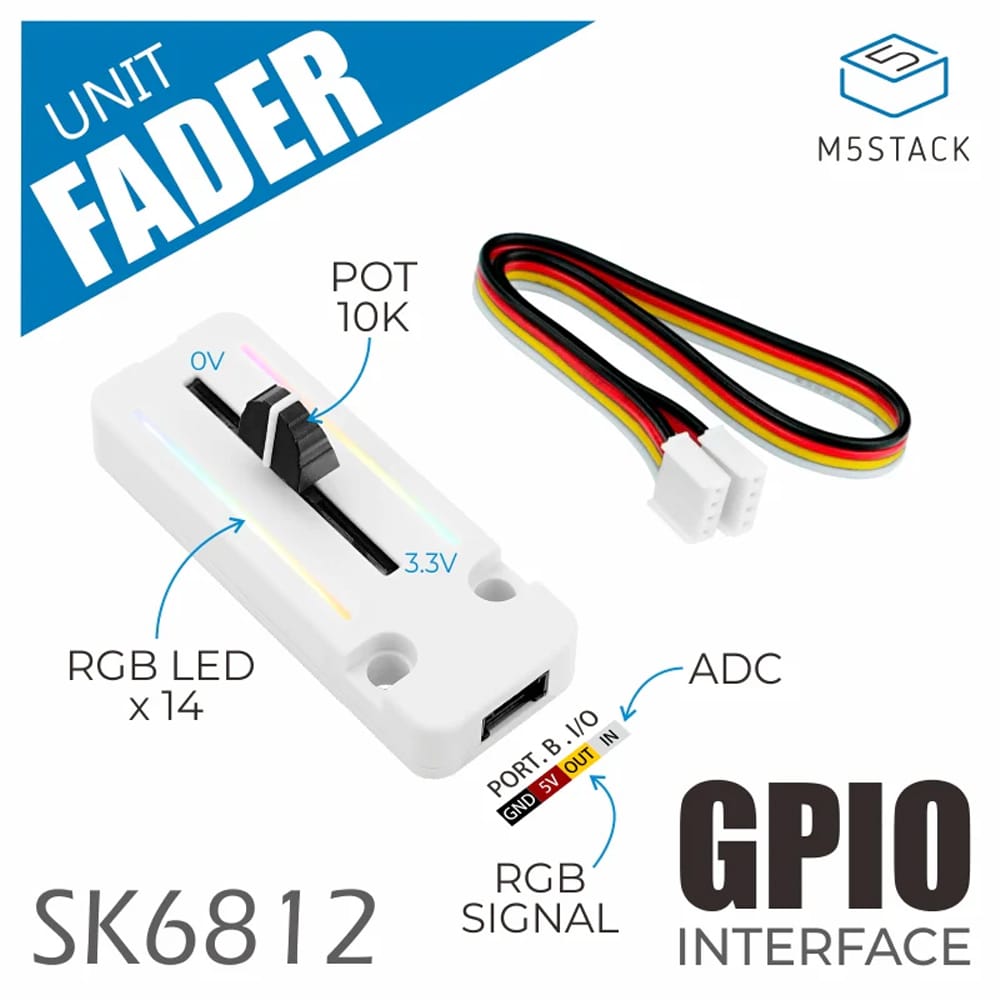 M5Stack Fader Unit with B10K Potentiometer (SK6812) by M5Stack - The Pi Hut