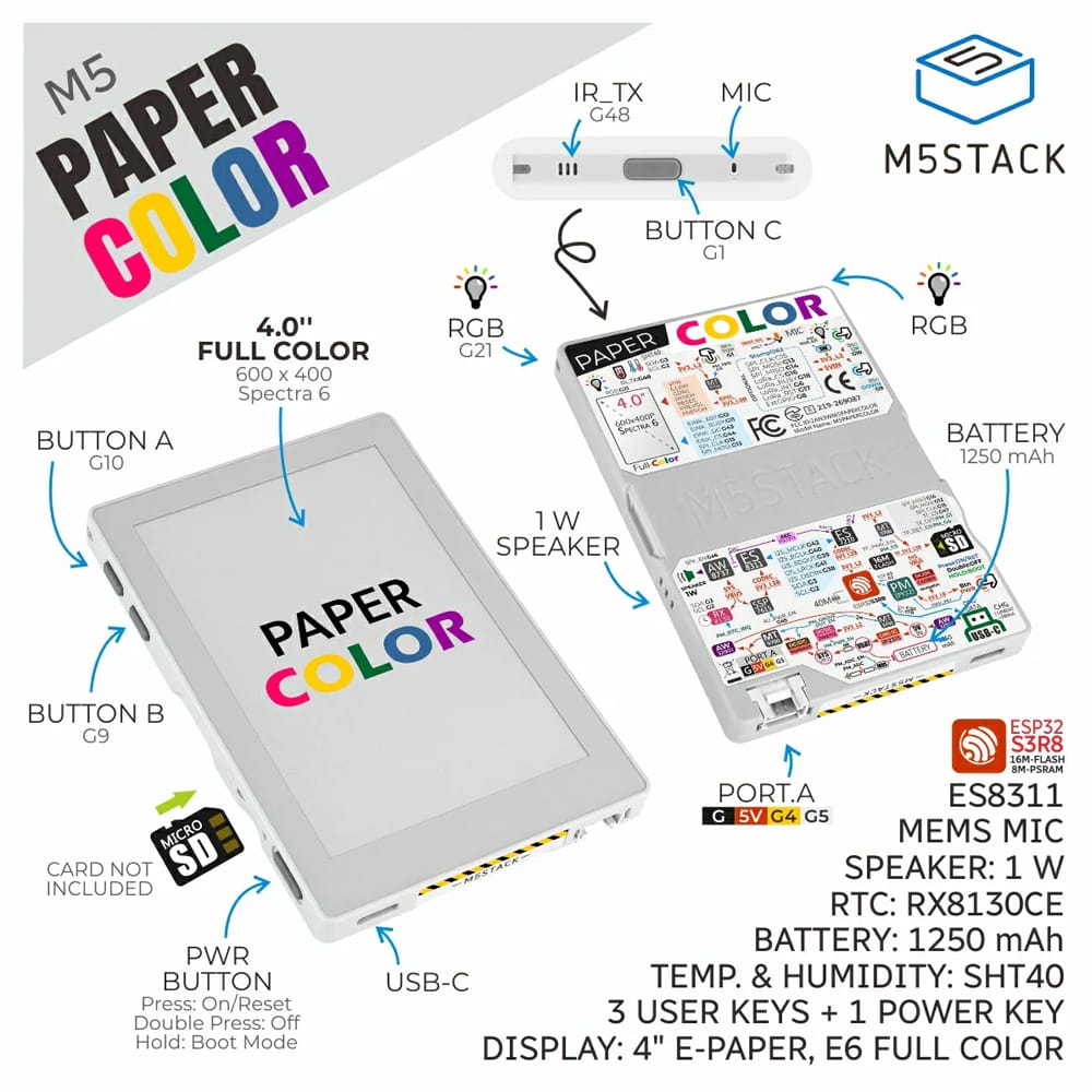 M5Stack Paper Colour by M5Stack - The Pi Hut
