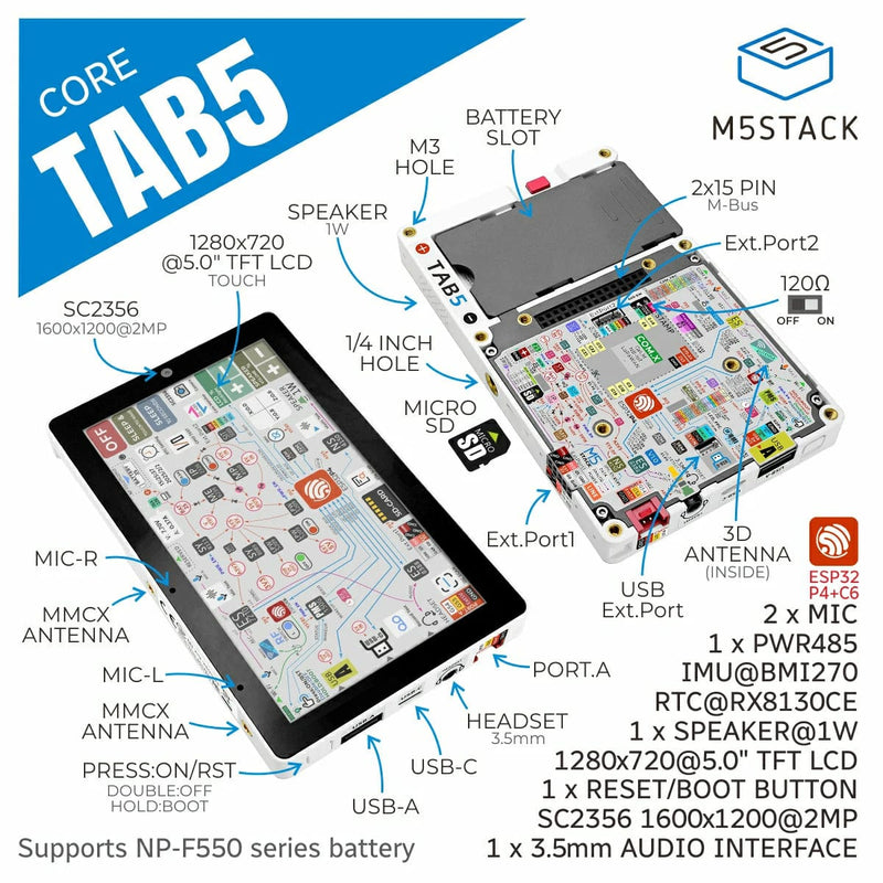 M5stack Panel M5Stack Tab5 - The Pi Hut