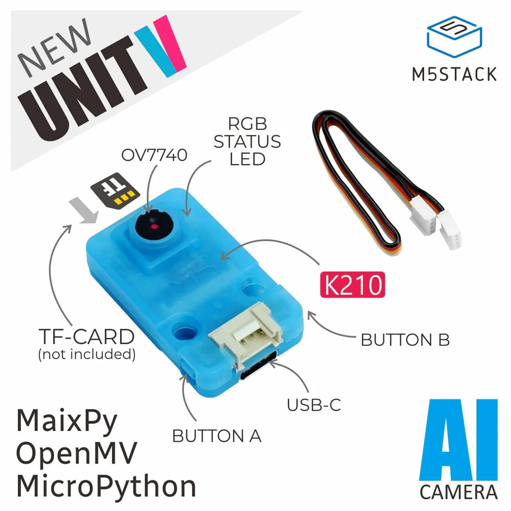 M5Stack UnitV K210 Edge Computing AI Camera (OV7740) by M5Stack - The Pi Hut