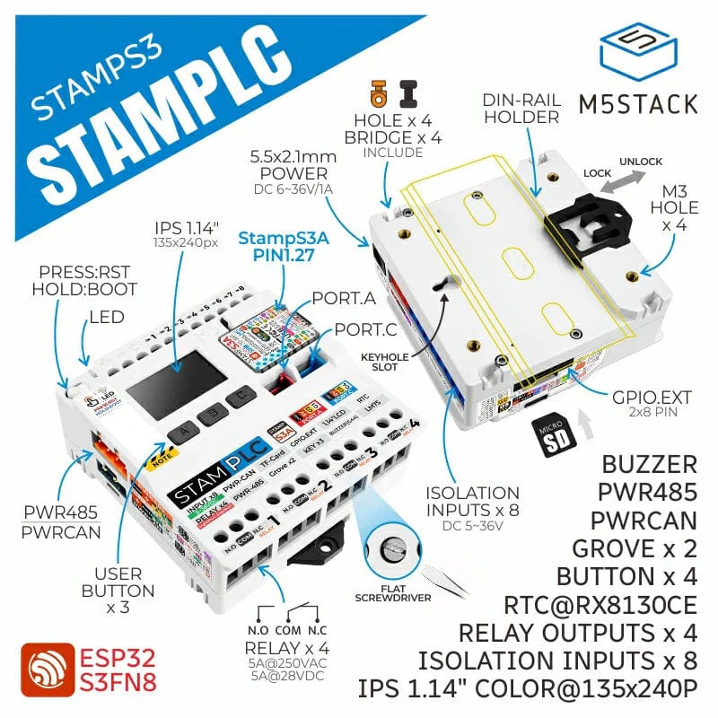 M5Stamp PLC Controller with M5StampS3
