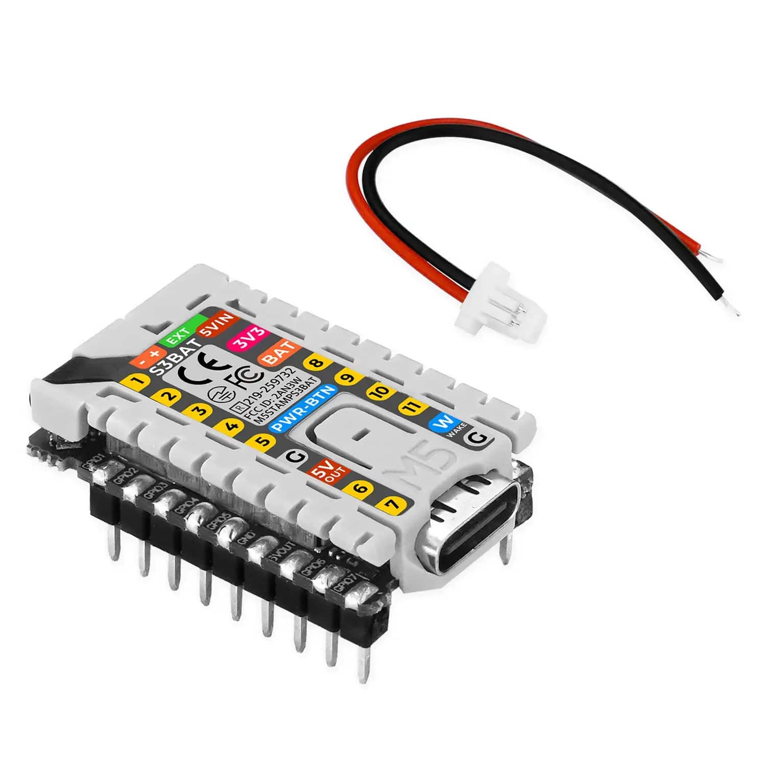 M5Stamp-S3 BAT Module (with 2.54mm Header Pins) by M5Stack - The Pi Hut