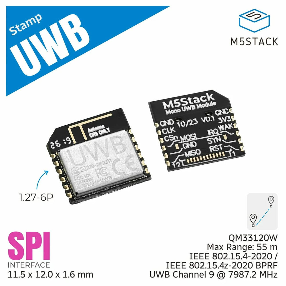 M5Stamp UWB Module (QM33120W) by M5Stack - The Pi Hut