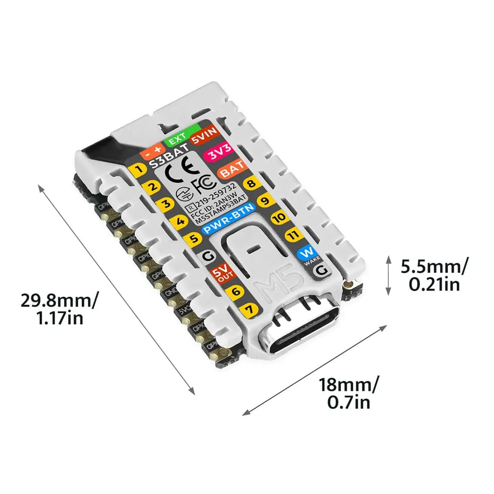 M5StampS3 BAT Module with Battery Connector by M5Stack - The Pi Hut