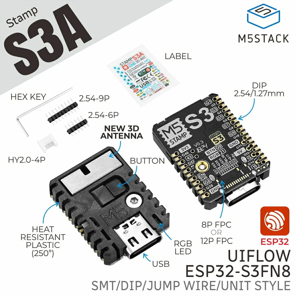 M5StampS3A ESP32S3 Module by M5Stack - The Pi Hut