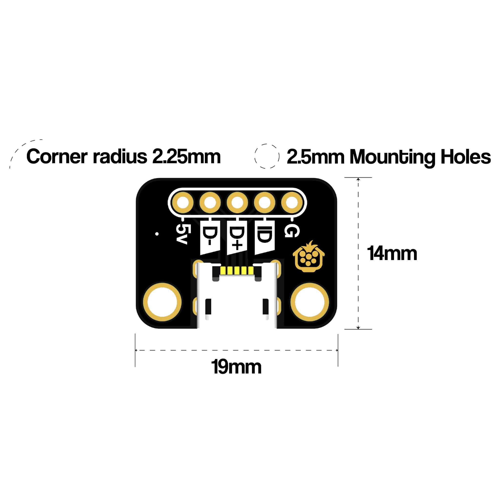 Micro-USB Breakout - Horizontal by The Pi Hut - The Pi Hut