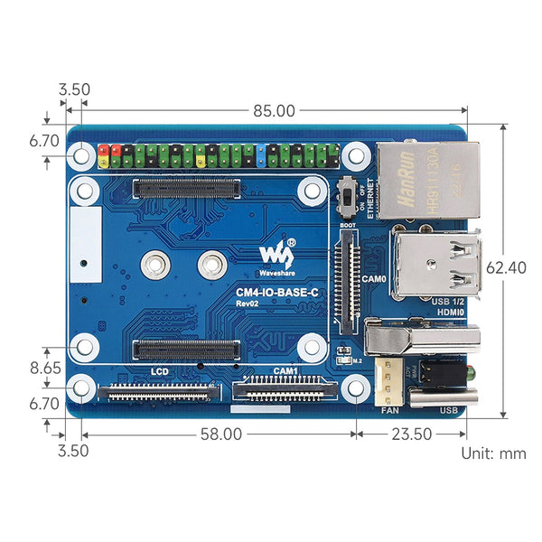 Mini Base Board (C) for Raspberry Pi Compute Module 4 - The Pi Hut
