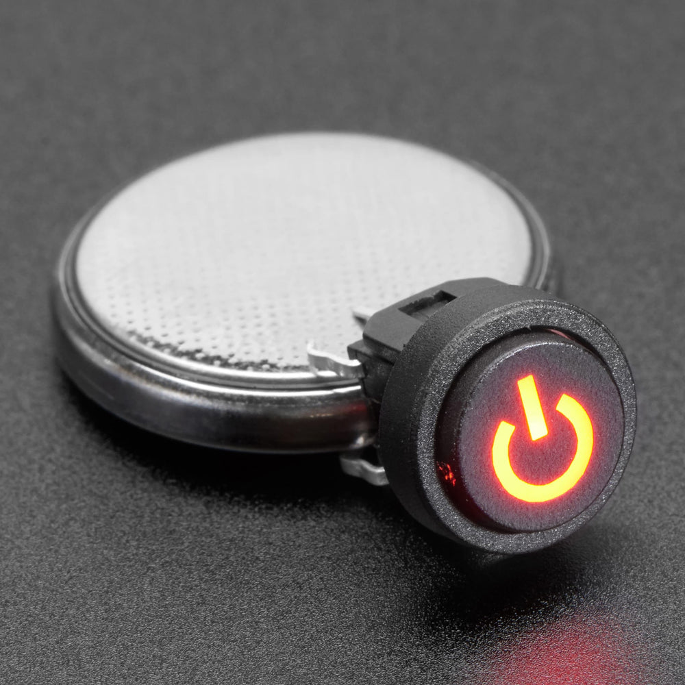 Mini Illuminated Momentary Pushbutton - Red Power Symbol by Adafruit - The Pi Hut