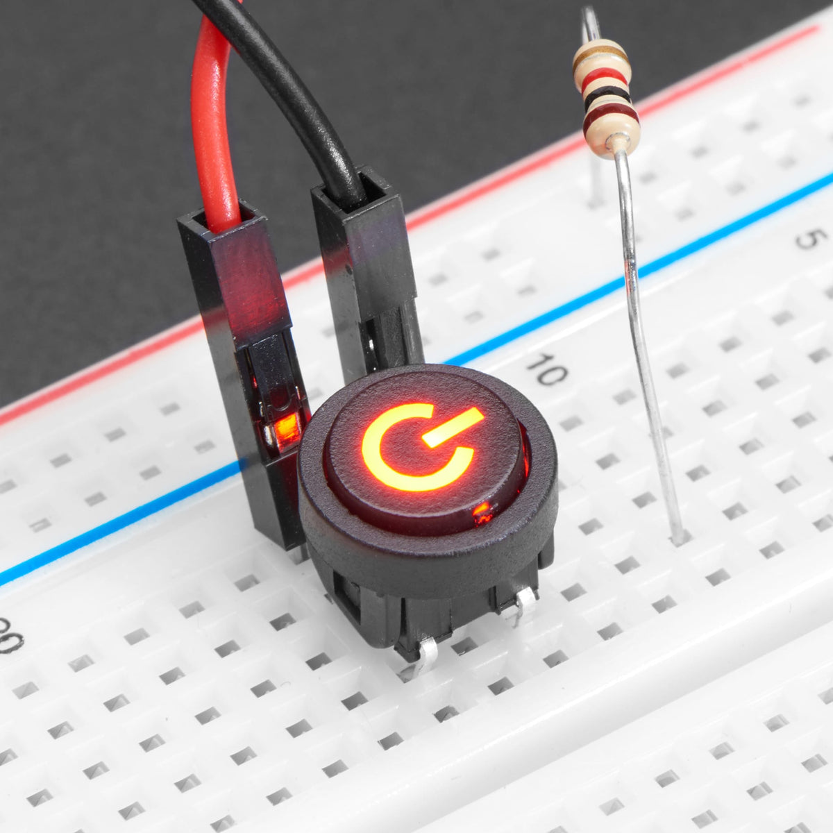 Mini Illuminated Momentary Pushbutton - Red Power Symbol by Adafruit - The Pi Hut