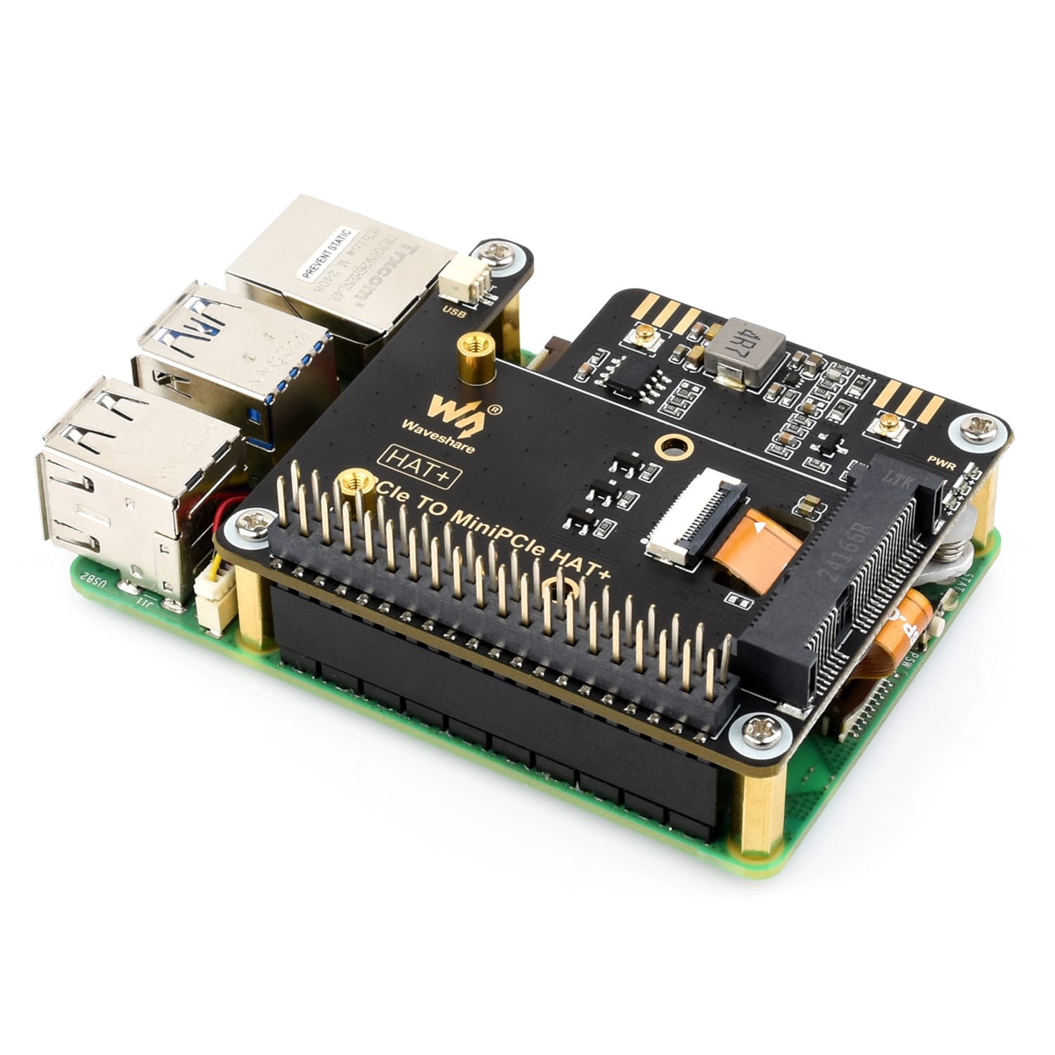 Mini PCIe HAT+ for Raspberry Pi 5 by Waveshare - The Pi Hut