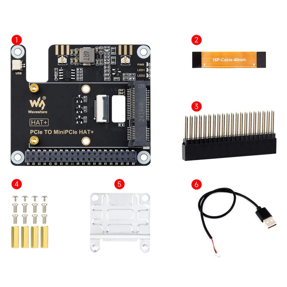 Mini PCIe HAT+ for Raspberry Pi 5 by Waveshare - The Pi Hut