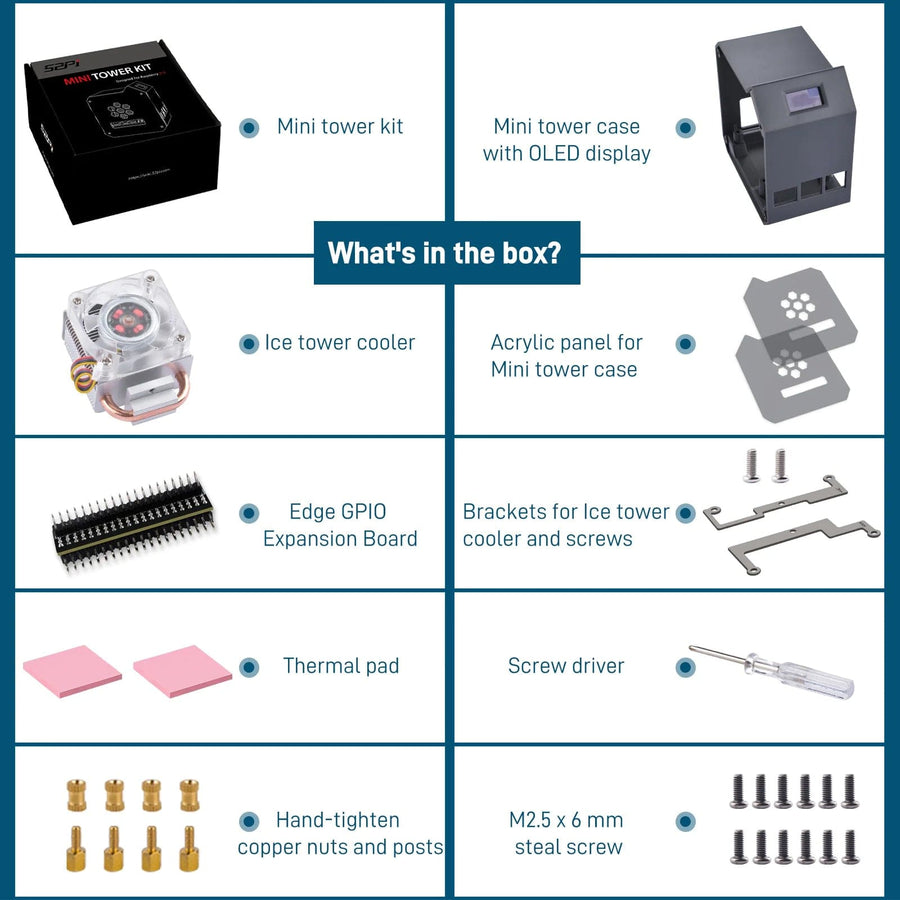 Tower Pro To Raspi Mini Tower Kit for Raspberry Pi 5 - The Pi Hut