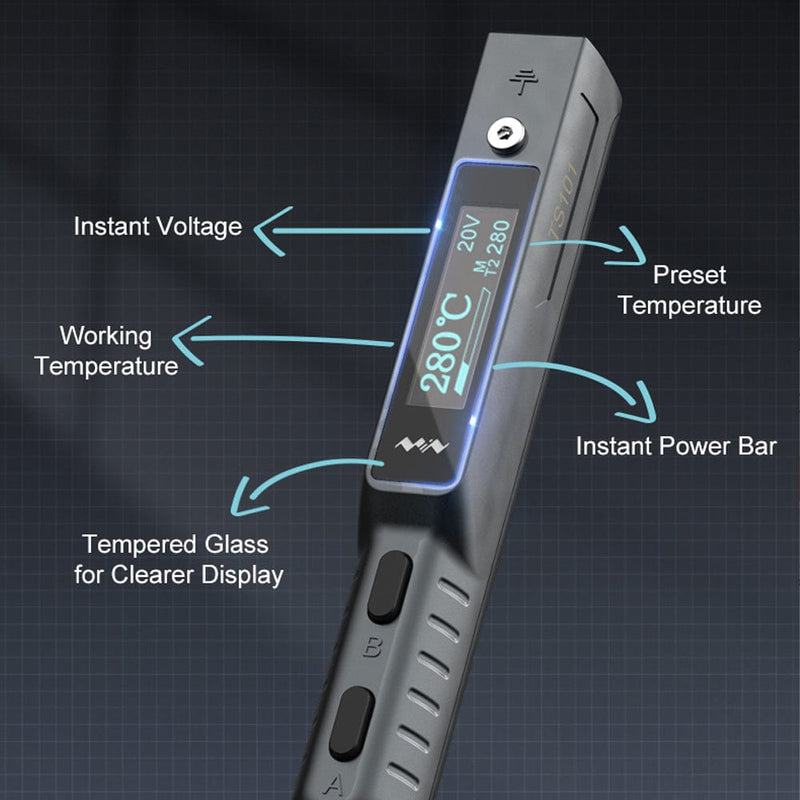 Mini Ware Electronics Miniware TS101 Smart Soldering Iron - The Pi Hut