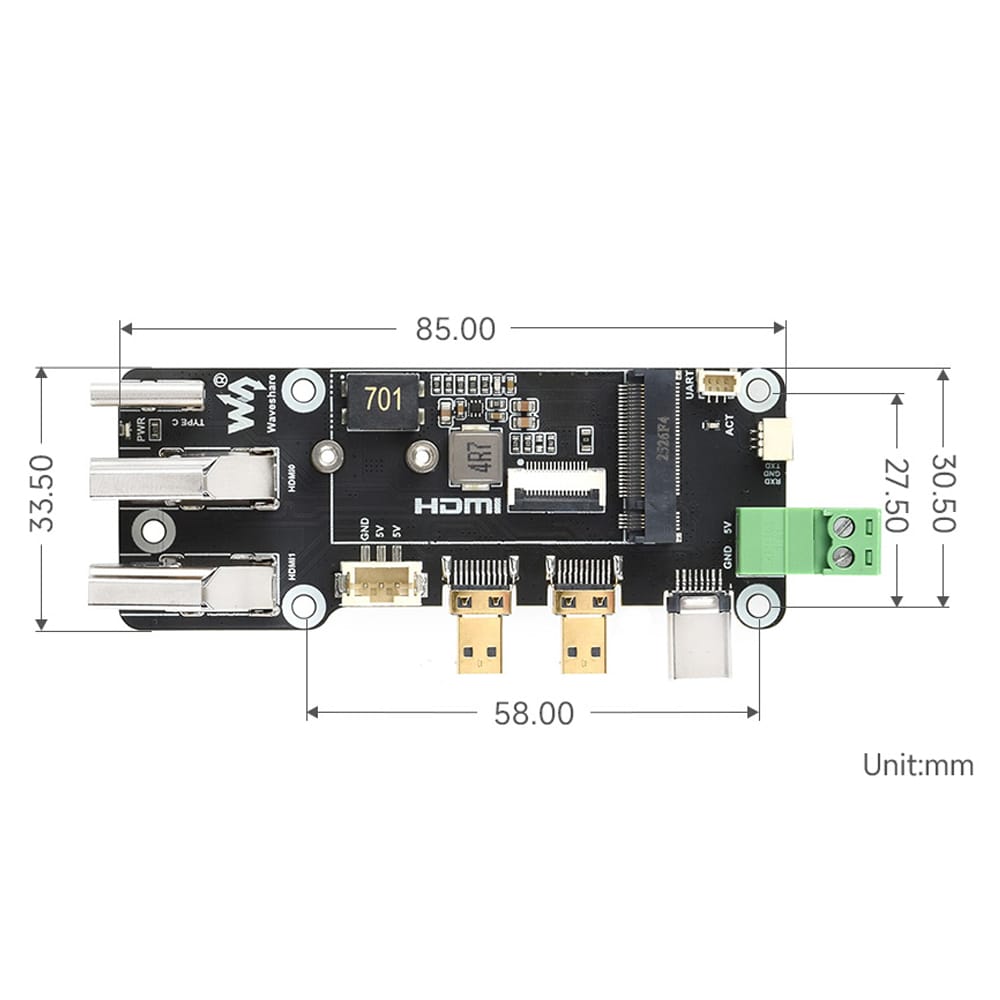 Multifunctional Adapter (C) with M.2 Socket for Raspberry Pi 5 by Waveshare - The Pi Hut