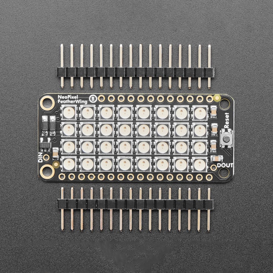 NeoPixel FeatherWing - 4x8 RGB LED Add-on For All Feather Boards by Adafruit - The Pi Hut