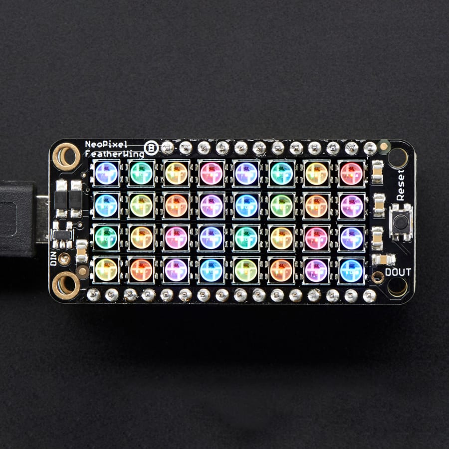 NeoPixel FeatherWing - 4x8 RGB LED Add-on For All Feather Boards by Adafruit - The Pi Hut