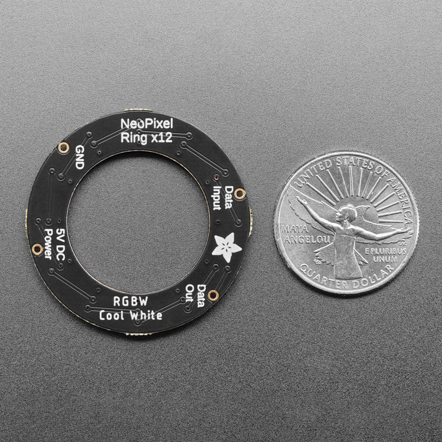 NeoPixel Ring - 12 x 5050 RGBW LEDs w/ Integrated Drivers (Cool White - 6000K) by Adafruit - The Pi Hut