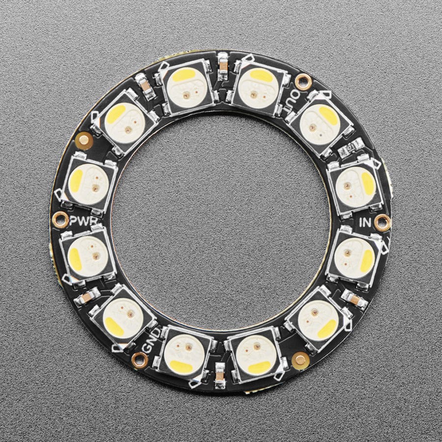 NeoPixel Ring - 12 x 5050 RGBW LEDs w/ Integrated Drivers (Cool White - 6000K) by Adafruit - The Pi Hut