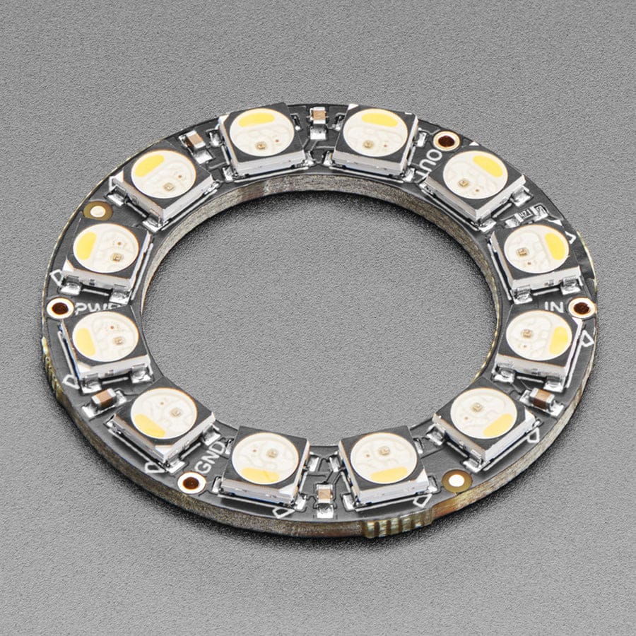 NeoPixel Ring - 12 x 5050 RGBW LEDs w/ Integrated Drivers (Cool White - 6000K) by Adafruit - The Pi Hut