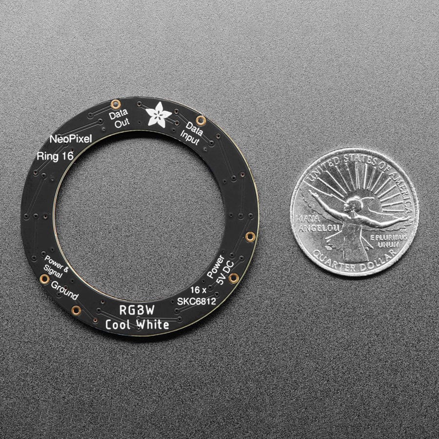 NeoPixel Ring - 16 x 5050 RGBW LEDs w/ Integrated Drivers (Cool White - ~6000K) by Adafruit - The Pi Hut