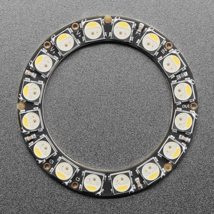 NeoPixel Ring - 16 x 5050 RGBW LEDs w/ Integrated Drivers (Cool White - ~6000K) by Adafruit - The Pi Hut