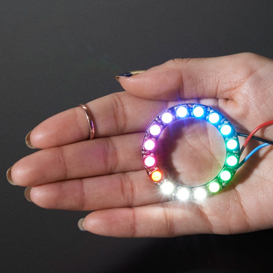 NeoPixel Ring - 16 x 5050 RGBW LEDs w/ Integrated Drivers (Cool White - ~6000K) by Adafruit - The Pi Hut