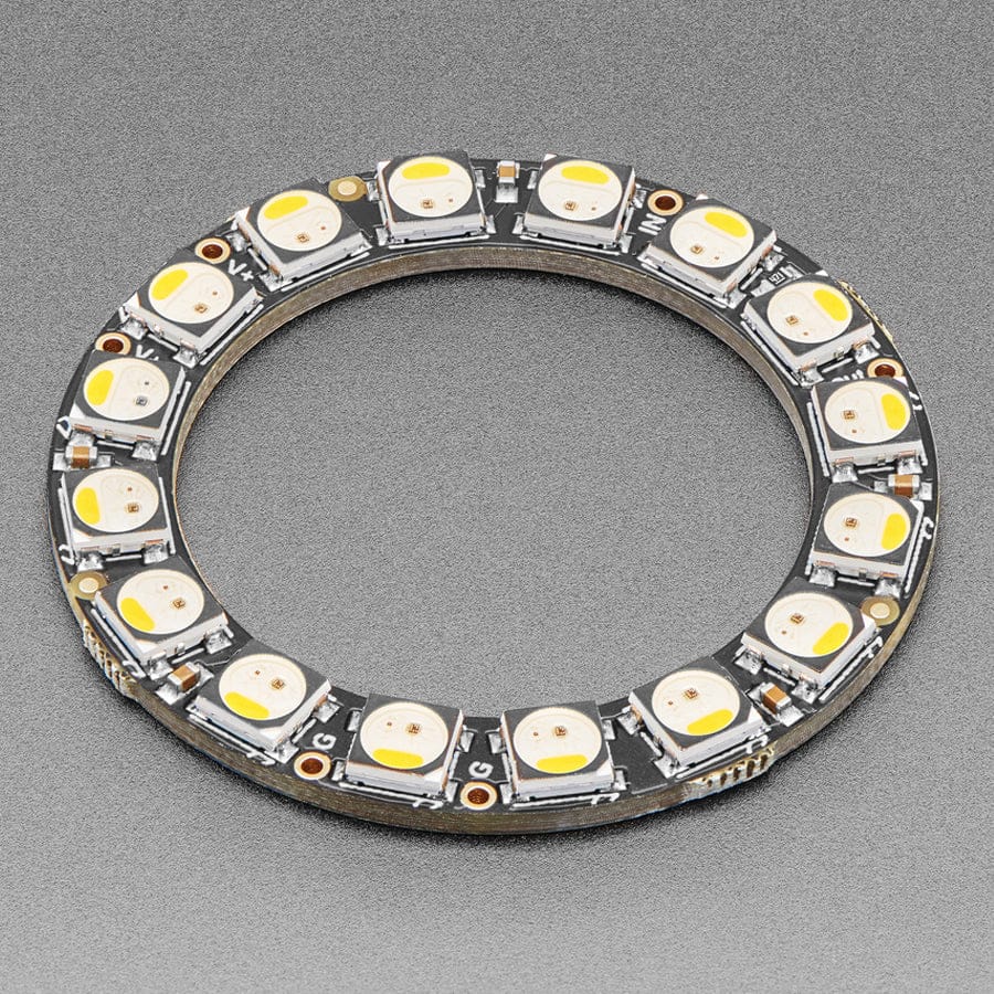 NeoPixel Ring - 16 x 5050 RGBW LEDs w/ Integrated Drivers (Warm White - ~3000K) by Adafruit - The Pi Hut