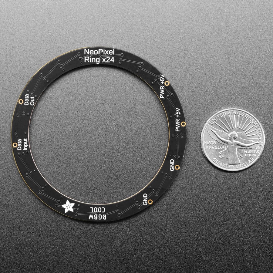 NeoPixel Ring - 24 x 5050 RGBW LEDs w/ Integrated Drivers (Cool White - 6000K) by Adafruit - The Pi Hut