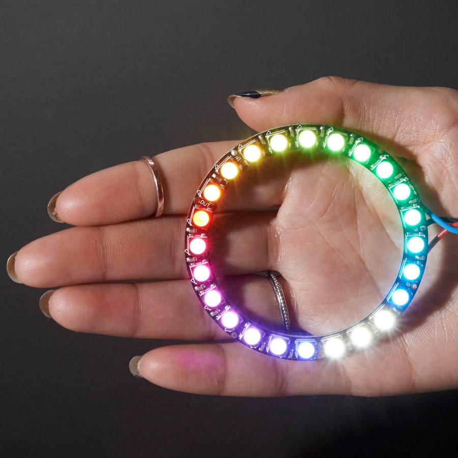 NeoPixel Ring - 24 x 5050 RGBW LEDs w/ Integrated Drivers (Cool White - 6000K) by Adafruit - The Pi Hut
