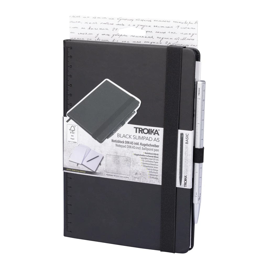 Notepad BLACK SLIMPAD A5 by Troika - The Pi Hut