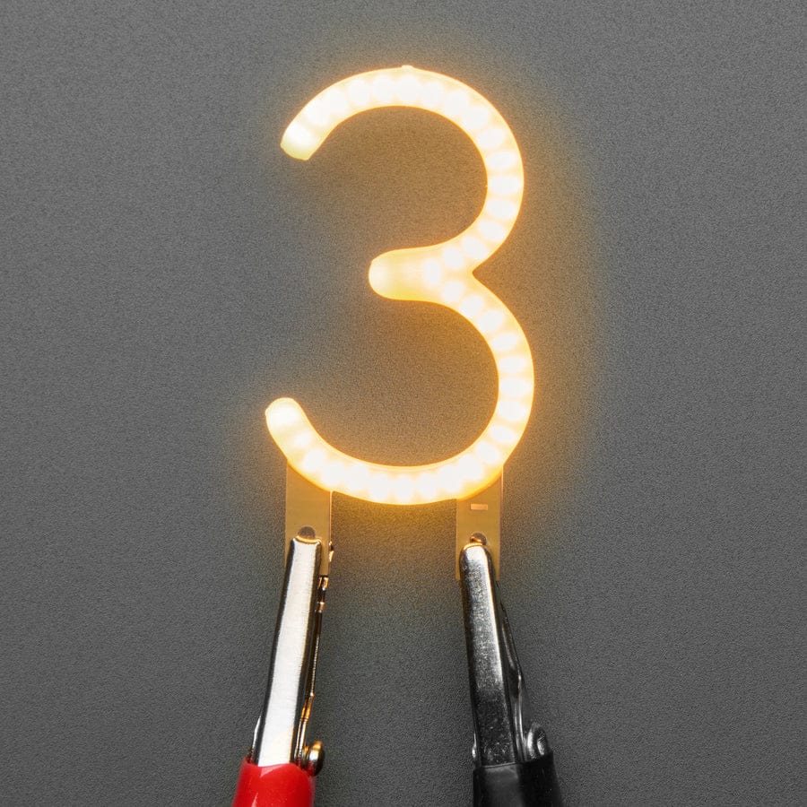 Number LED Filament - Warm White "3" by Adafruit - The Pi Hut