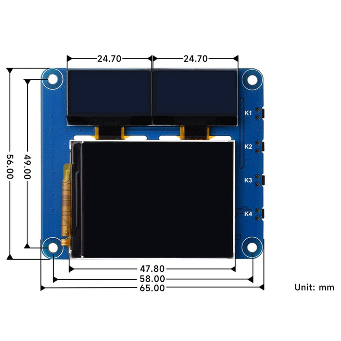 Oled Raspberry Pi Screen OLED/LCD Triple Screen HAT for Raspberry Pi - The Pi Hut