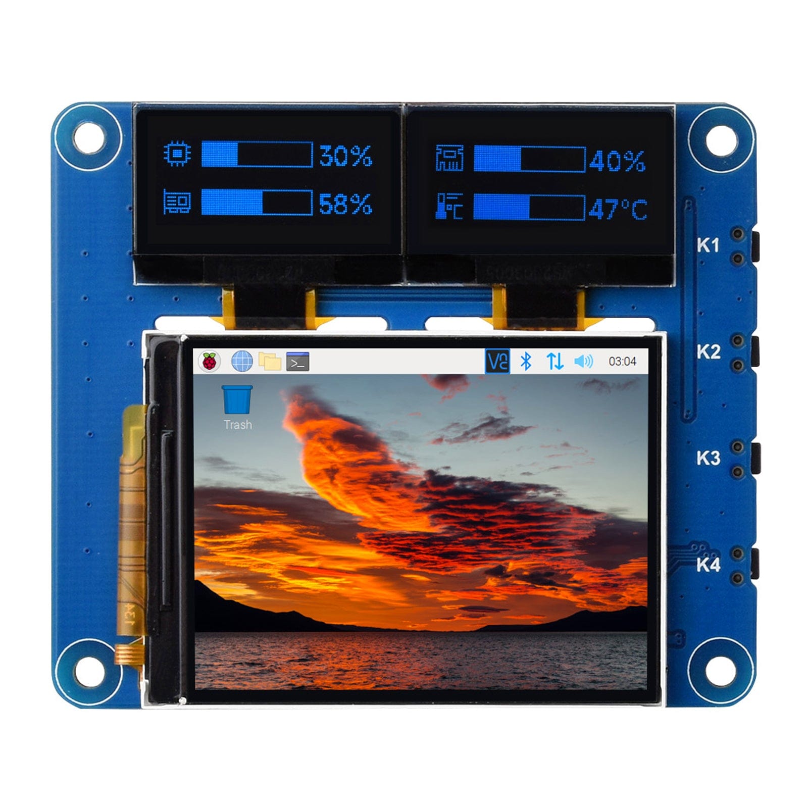 OLED/LCD Triple Screen HAT for Raspberry Pi - The Pi Hut