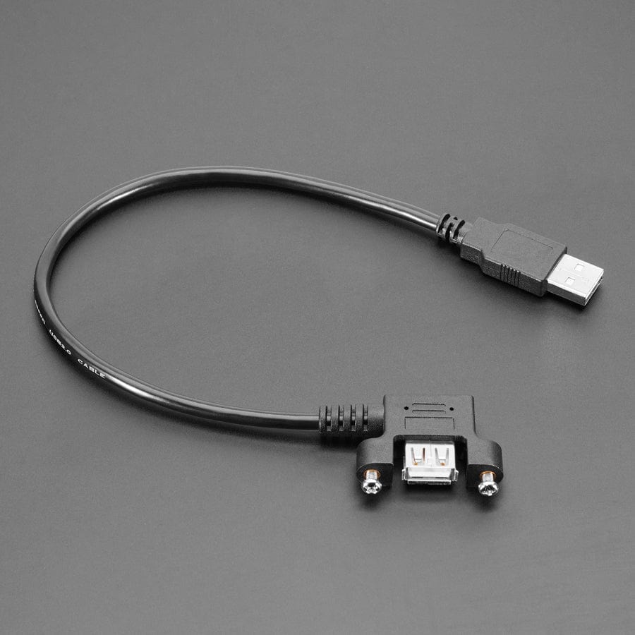 Panel Mount USB Cable - USB A Plug to USB A Right Angle Socket - 30cm