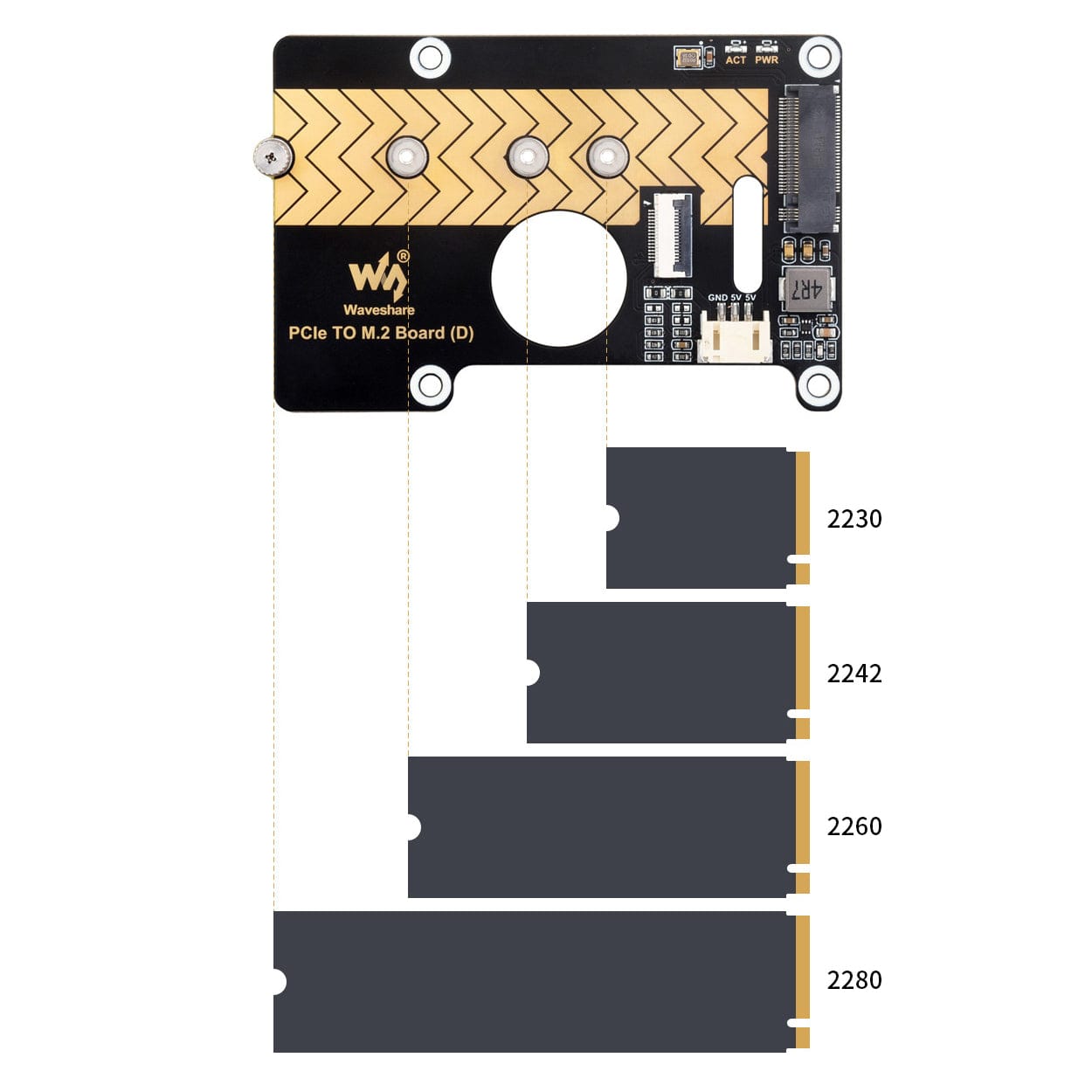 PCIe M.2 Adapter Board (D) for Raspberry Pi 5 by Waveshare - The Pi Hut