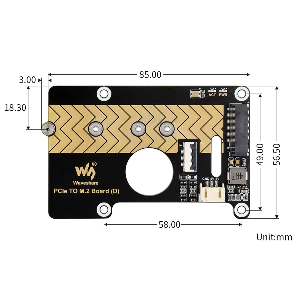 PCIe M.2 Adapter Board (D) for Raspberry Pi 5 by Waveshare - The Pi Hut